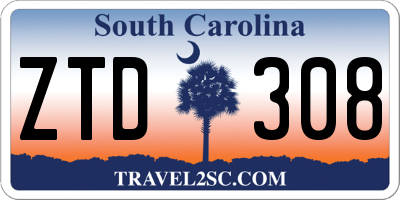 SC license plate ZTD308