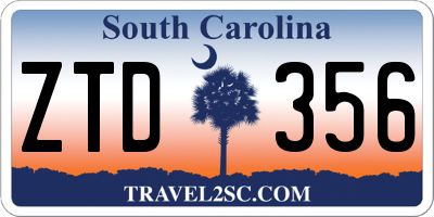 SC license plate ZTD356