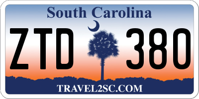 SC license plate ZTD380