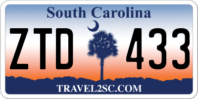 SC license plate ZTD433