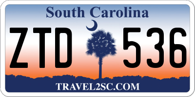 SC license plate ZTD536