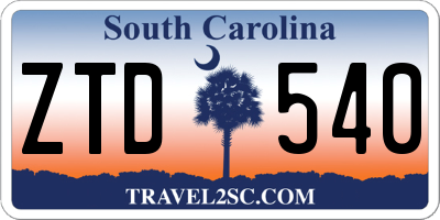 SC license plate ZTD540