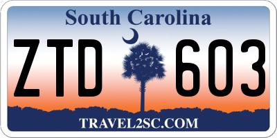 SC license plate ZTD603