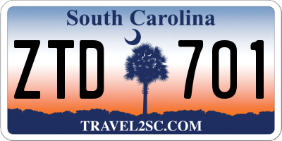 SC license plate ZTD701