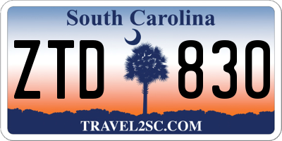 SC license plate ZTD830