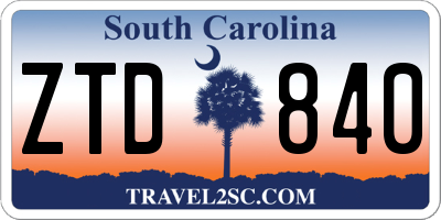 SC license plate ZTD840