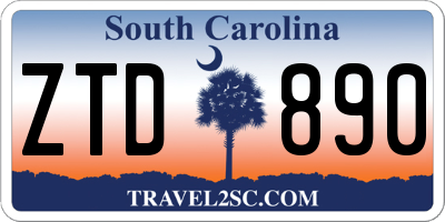 SC license plate ZTD890