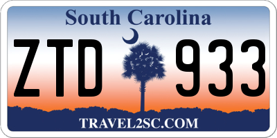 SC license plate ZTD933