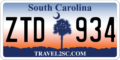 SC license plate ZTD934