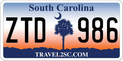 SC license plate ZTD986