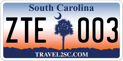 SC license plate ZTE003