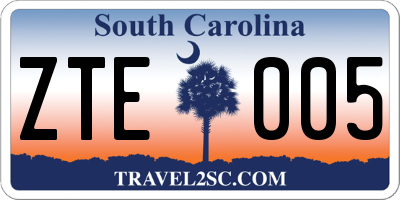 SC license plate ZTE005