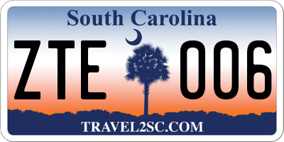 SC license plate ZTE006