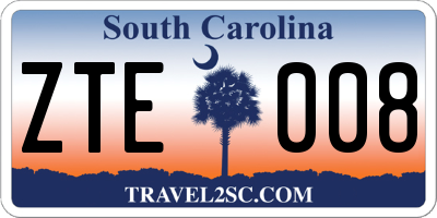 SC license plate ZTE008