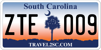 SC license plate ZTE009