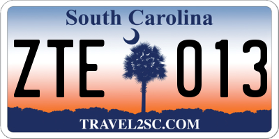 SC license plate ZTE013