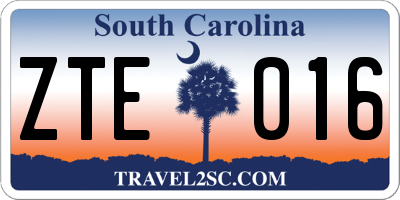 SC license plate ZTE016