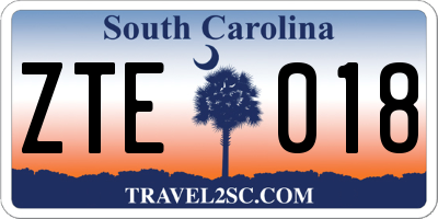 SC license plate ZTE018