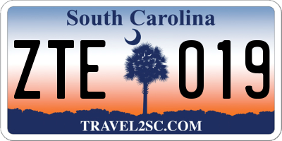 SC license plate ZTE019