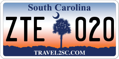 SC license plate ZTE020
