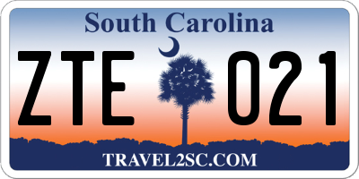 SC license plate ZTE021