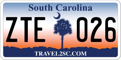 SC license plate ZTE026