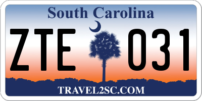 SC license plate ZTE031