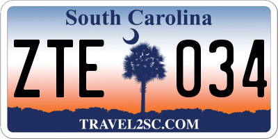 SC license plate ZTE034