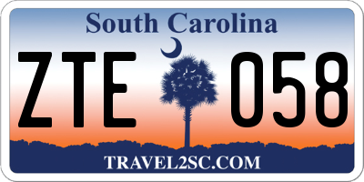 SC license plate ZTE058
