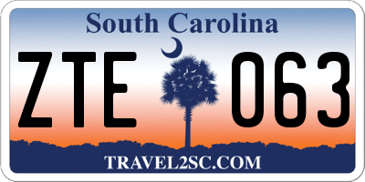 SC license plate ZTE063