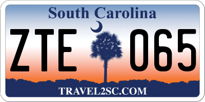 SC license plate ZTE065
