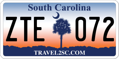 SC license plate ZTE072