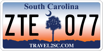 SC license plate ZTE077