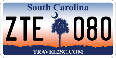 SC license plate ZTE080