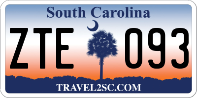 SC license plate ZTE093