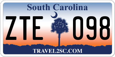 SC license plate ZTE098