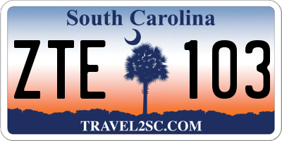 SC license plate ZTE103