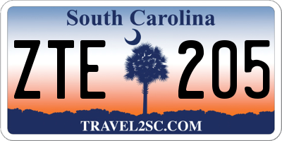 SC license plate ZTE205
