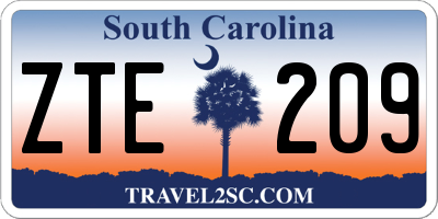 SC license plate ZTE209