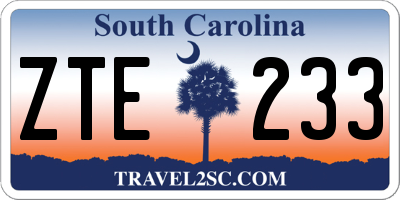SC license plate ZTE233