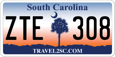 SC license plate ZTE308