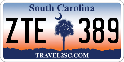 SC license plate ZTE389