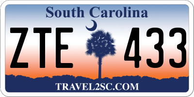 SC license plate ZTE433