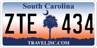 SC license plate ZTE434