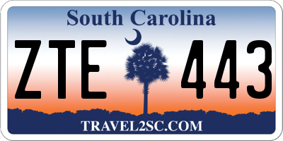 SC license plate ZTE443