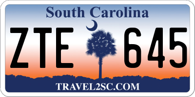 SC license plate ZTE645