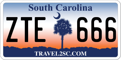 SC license plate ZTE666