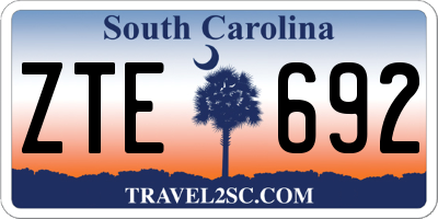 SC license plate ZTE692