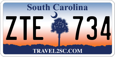 SC license plate ZTE734