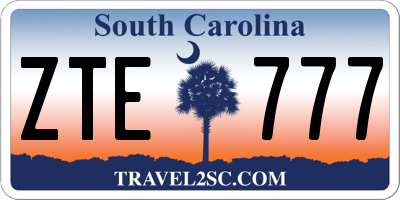 SC license plate ZTE777